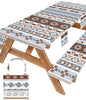 Fitted Picnic Table Cover with Bench Covers Fitted Rectangle Table Cloth Tablecloth Camping Gear Essentials Rv Accessories Road Trip Supplies Car Travel Must Have 6 Ft Foot Feet 72in Boho Bohemian - color: Blue Brown Boho, size: 72in