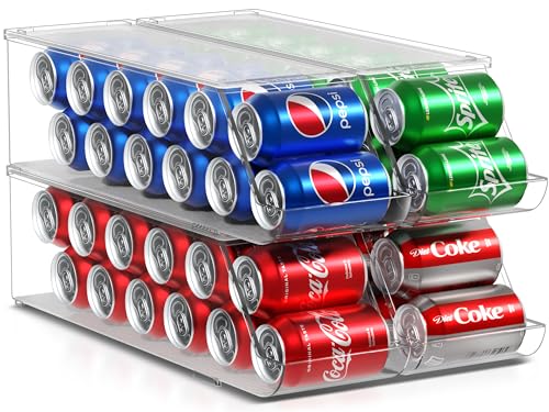 Sorbus Soda Can Organizer for Refrigerator – Stackable Can Dispenser with Lid for Fridge, Pantry, or Freezer – Holds 12 Cans Each, BPA-Free Clear Drink Organizer (4-Pack) - size: 4 Pack