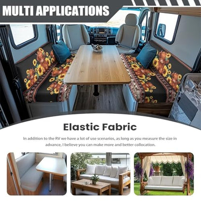 NDISTIN Aztec Highland Cow RV Dinette Cushion Covers 2Pcs RV Dinette Cushion Covers Booth Set Comfortable Camper Cushion Covers Stretch Couch Cover for RV Camper Sofa 2 Cushion - color: Aztec Highland Cow