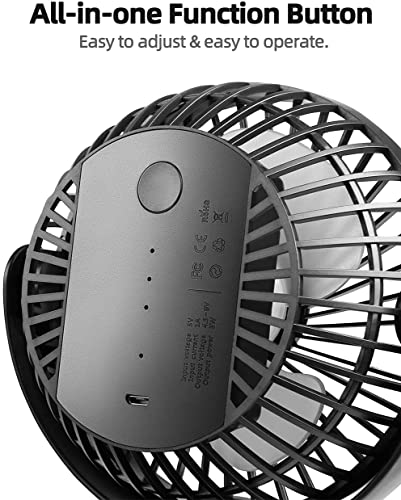 Viniper 6 inch Rechargeable Clip on Fan, 5000mah Battery Desk Fan : 360° Rotation & 3 Speeds Strong Wind Portable Fan, 8-30 Working Hours, Quiet and Powerful (Black,blue) - color: Black blue, style: 5000mah Clip fan