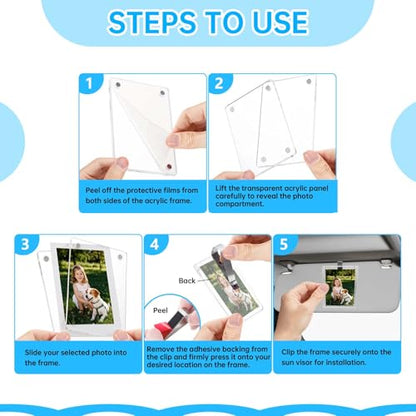 2 Pack Magnetic Car Visor Photo Holder – Personalized Acrylic Clip for Family, Pets, Travel Pictures – Easy Snap-On Car Accessory for Sun Visor (2 Pack, 2.4''x3.5'') - style: 2 Pack