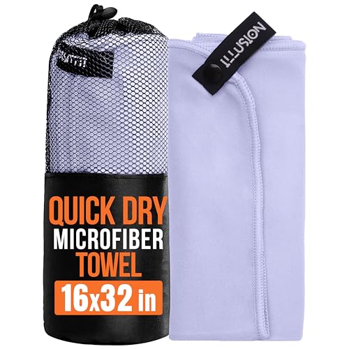 illusion Small Microfiber Gym Towels for Men and Women Active Sports (32" L x 16''W)-Lightweight Quick Dry Gym Towel for Sweat-Workout Towels Ideal for Yoga, Camping, Running, and Outdoor Activities - color: Lavender, size: 32x16 in - Pack of 1