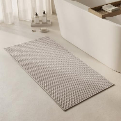 Triohero Bathroom Rugs Non Slip Washable, Super Absorbent Thin Bath Mat Quick Dry Low Pile Bathroom Rug, Beige 24"x47" - color: Beige, size: 24"x47"