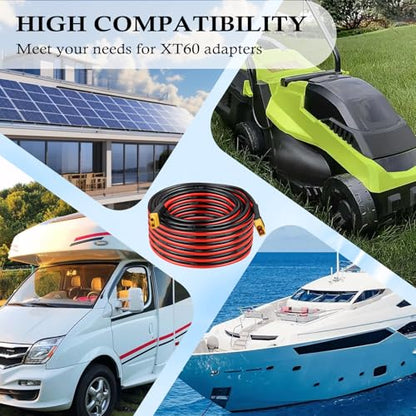 MOOKEERF 2PCS XT60 Extension Cable - 10AWG 2FT XT60 Male to Female Connector for Portable Power Station, Solar Panel, RC Battery - size: 2FT