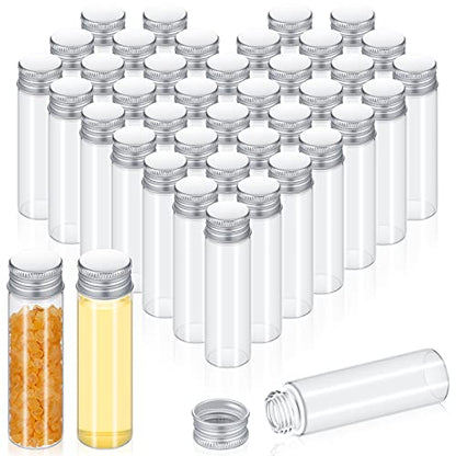 Didaey 100 Pcs Small Clear Vials Spice Mini Jars with Lids Mini Glass Bottles with Screw Aluminum Metal Caps Tiny Jars Sample Containers for Powder Cream Cosmetic Jewelry Wedding (20 ml,Silver Caps) - color: Silver Caps, size: 20 ml