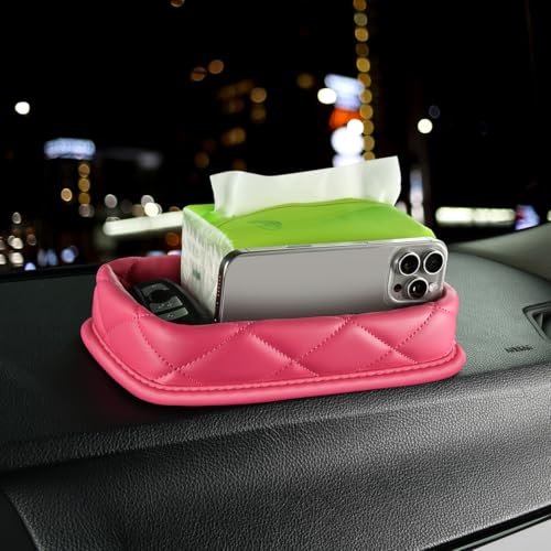 Car Dashboard Storage Box Loose Items Organizer - Suitable For Car, Office, Living Room, Dining Room And Other Scenarios (hot pink) - color: hot pink