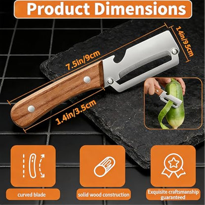 NEW Premium Vegetable Peeler with Wooden Handle and Bottle Opener: 2-in-1 Stainless Steel Kitchen Tool for Fruit Apple Potato Pumpkin Papaya (1Pcs) - color: 1Pcs