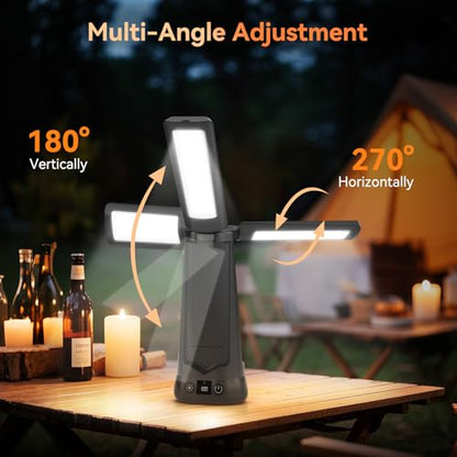 Dimgogo15000mAh Rechargeable Camping Light, Portable LED Work Light | Standing Light with 7ft Max Height, 5500 Lumen 6500/4500/3500K Dimmable Emergency Flashlight , Detachable Tripod, Black - color: Black