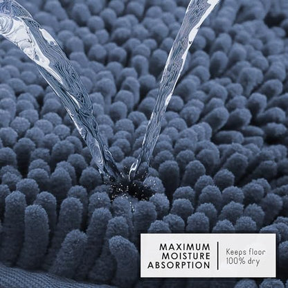 Hearth & Harbor Bathroom Rugs, Chenille Bath Mat - Machine Washable Bath Mats for Bathroom Non-Slip Backing Rubber, Quick Dry Bathroom Mat - Navy Blue 24x36 - color: Navy Blue, style: 24 x 36