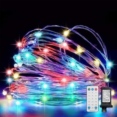LAMPHOME Easter Fairy Lights Plug in, 33Ft 100 LEDs Waterproof Twinkle Firefly Lights, Adaptor Included, Starry Multicolor String Lights for Wedding Indoor Outdoor Christmas Patio Garden Decoration - color: Multicolor, size: 100 Count