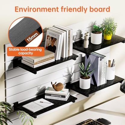 Wood Slatwall Shelves, Slat Wall Shelf Slatwall Acccessory for Garage, Home Improvement, Retail Display (6, 24''x12'') - size: 24''x12''