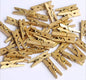 iKammo 50pcs Wooden Clothespins - Mini Gold Clothes Pins, 1.38 inch, Photo Pegs for Wrapping, Picture Hanging, Arts&Crafts, Photo Display (Gold, 3.5 * 0.7cm) - color: Gold, size: 3.5*0.7cm