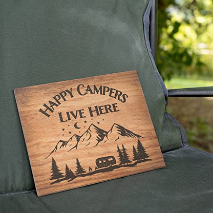 JennyGems Camper Gifts, Happy Campers Live Here Wooden Sign, Camping Decor, Camping Sign, Made in USA - color: Happy Campers Live Here