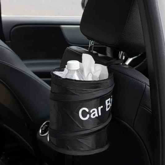 Folding Trash Can - Large Capacity, Portable Nylon Garbage Bin with Hanging Strap for Outdoor Camping, Picnics, and Road Trips - Versatile Storage Organizer, or Car Garbage Can，Black with Lettering - color: Black with lettering
