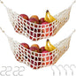2-Pack Hanging Fruit Hammock with Hooks - Macrame Under Cabinet Veggie Banana Basket, Hand-Woven Boho Fruit Holder, Save Counter Space for Kitchen Home RV Boat (Ivory) - color: Ivory