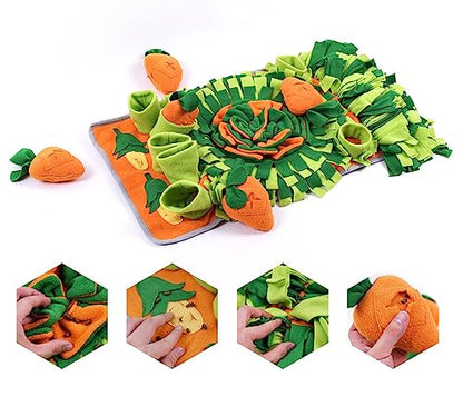 Ferret Cats Snuffle Mat Fleece Foraging Mats Interactive Feeding Toy Small Animal Rabbit Guinea Pig Rat Hamster Anti Slip Treat Dispenser Slow Feeder (Carrots) - color: Carrots