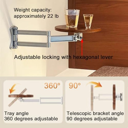 Bedside Shelf Wall Mounted Side Table Folding Brackets,Floating Nightstand Retractable Folding Hinges,Wall Mount Tea Table Bracket,Suitable for Living Room,Bedroom,Study,Bathroom,etc