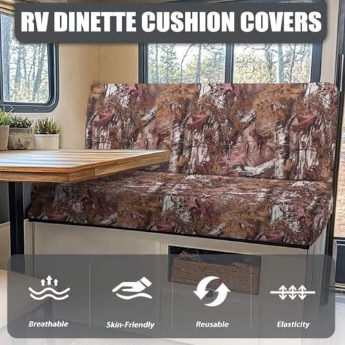 SEANATIVE Camo Hunting RV Couch Cushion Cover Camper Dinette Sofa Cover Non Slip Travel Trailer Couch Protective Cover 2 Slipcovers RV Accessories for Inside - color: Camo Hunting