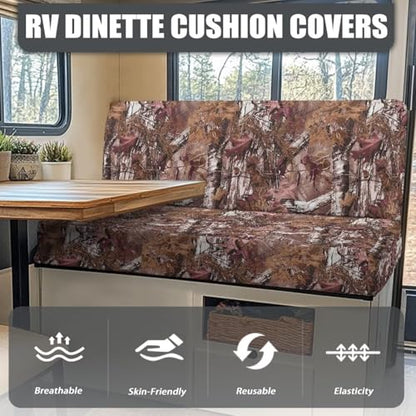 SEANATIVE Camo Hunting RV Couch Cushion Cover Camper Dinette Sofa Cover Non Slip Travel Trailer Couch Protective Cover 2 Slipcovers RV Accessories for Inside - color: Camo Hunting