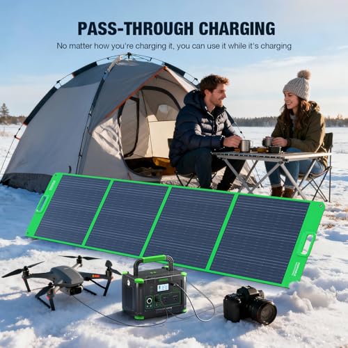 Portable Power Station 1000W, 999Wh Solar Generator, Pure Sine Wave AC Outlet with PD 60W USB-C Fast Charging, Outdoor Camping RV Van Home Backup Off-Grid Living - color: Green & Black