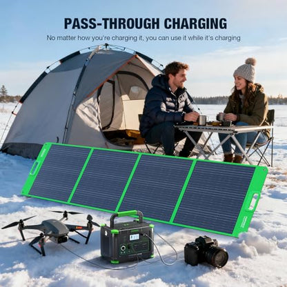 Portable Power Station 1000W, 999Wh Solar Generator, Pure Sine Wave AC Outlet with PD 60W USB-C Fast Charging, Outdoor Camping RV Van Home Backup Off-Grid Living - color: Green & Black