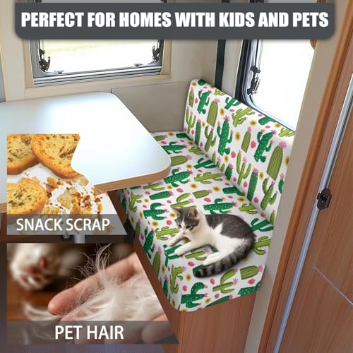 NDISTIN Cactus RV Dinette Cushion Covers 2 Sets Anti-Slip Rv Couch Covers for Sofa Bed Comfortable RV Bench Seat Covers for Dinette, Include 1 Bench Cover & 1 Backrest Cover - color: Cactus