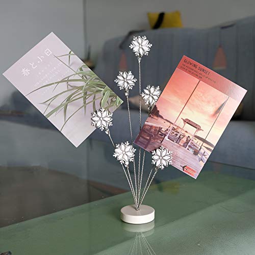8-Branch Family Tree Picture Frame Holder, Card Photo Clips Holder Desk Stand for Memo Paper Note Photo Christmas Wedding Card Display (White Snowflake) - style: Snowflake
