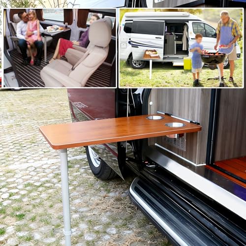 Rv Tables, Wall Mounted Folding Table with Telescopic Legs & Cup Holder for Campers Motorhomes Caravan and Yacht(Red) - color: Red