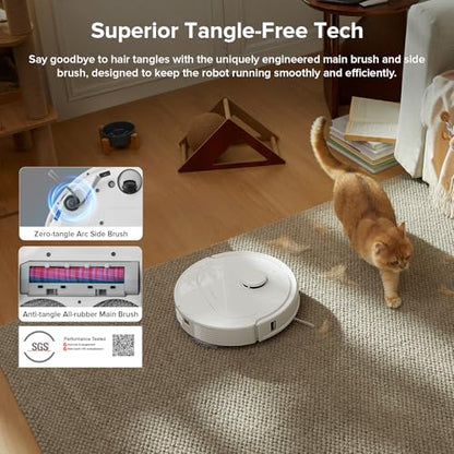 roborock Qrevo Series Robot Vacuum and Mop, 8000Pa Suction, Upgraded from Qrevo S, Anti-Tangle Brush, Smart Obstacle Avoidance, Auto Mop Washing, All-in-One Dock, 200RPM Spinning Mops, White(QV 35A) - color: White01