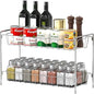 Simple Houseware 2-Tier Spice Rack Kitchen Organizer Countertop Shelf, Chrome - color: Chrome