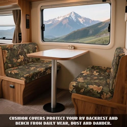 Fallen Leaves Print 2 Pack RV Dinette Cushion Covers Stretch Camper Cushion Slipcover Replacement RV Couch Cover Furniture Protector for RV Camper Car Bench - color: Fallen Leaves