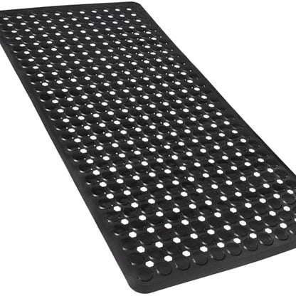 TEESHLY Bath Mat for Tub & Shower, Non Slip Soft Bathmat with Suction Cups & Drain Holes, Machine Washable Bathtub Floor Liner Mats for Bathroom, 35x16 Inch, Black - color: Black (Opaque)