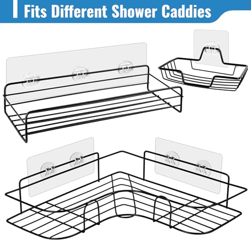 15 Pack Shower Caddy Adhesive Replacement - Strong No Drilling Shower Shelf Adhesive Hooks for Bathroom Storage Shelves & Kitchen Racks, 3 Sizes Included