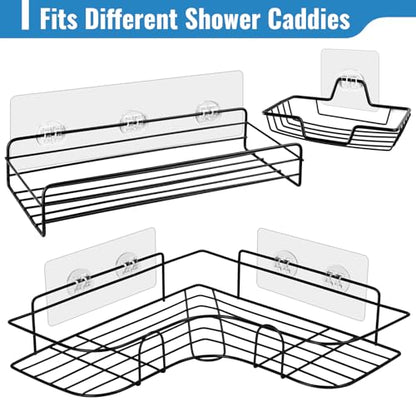 15 Pack Shower Caddy Adhesive Replacement - Strong No Drilling Shower Shelf Adhesive Hooks for Bathroom Storage Shelves & Kitchen Racks, 3 Sizes Included