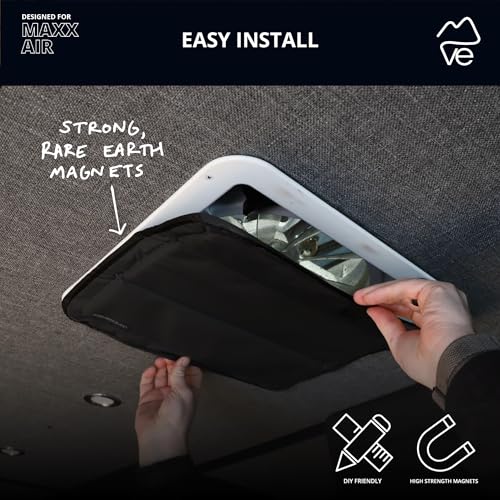 VanEssential Magnetic Insulated Blackout Roof Vent Cover Designed for (MaxxAir/Fantastic Fan) 16.5" x 16.5" - Black - color: Black