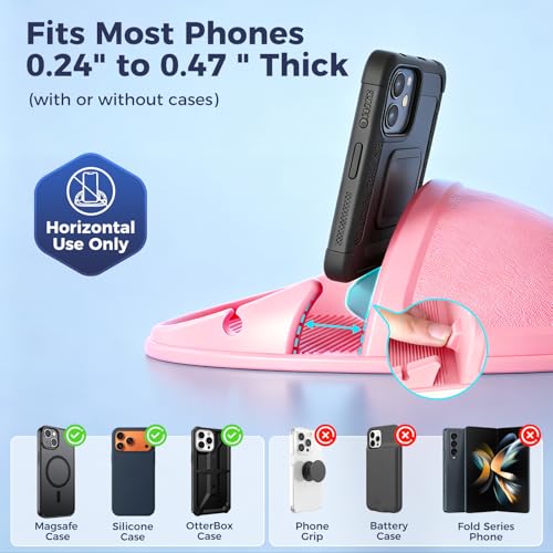 Loncaster Car Phone Holder, Car Phone Mount Silicone Car Pad Mat for Various Dashboards, Slip Free Phone Stand Compatible with iPhone, Samsung, Pink - color: Pink