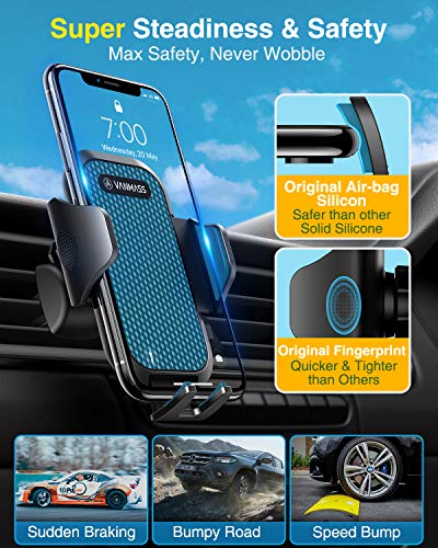 VANMASS [True Military-Grade Car Phone Holder [Best Suction & Clip] Cell Phone Mount for Dashboard Windshield Vent Wall,Truck Cradle Dash Stand for iPhone 15 Pro Max 14 13 12 Android,Light Black - color: Black
