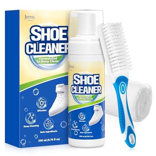 Jevvu Shoe Cleaner, Sneaker Cleaner Kit with Brush and Towel, Deep Clean Shoe Cleaning Kit for White Shoes - size: 2 Pack 6.76 fl oz