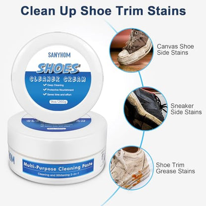 8-in-1 Shoe Cleaner Kit, Quick, Shoe Cleaning for Sneakers, Canvas Plastic Golf Leather Pink and White Shoes, Gentle Formula for Effortless Care Without Harming Shoes