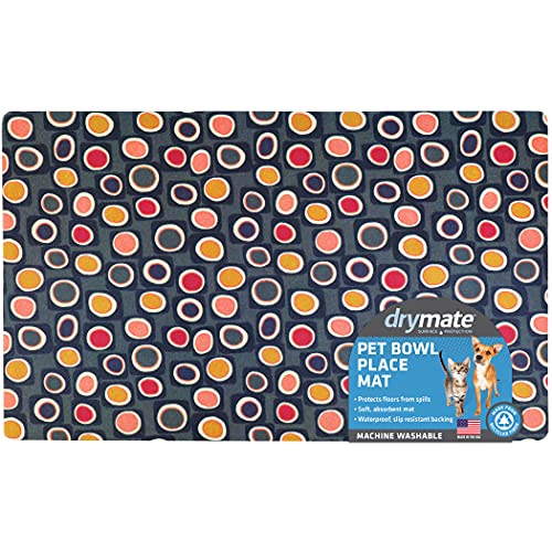Drymate Pet Bowl Placemat, Dog & Cat Food Feeding Mats, 12x20, Didjeridu | Absorbent Fabric, Waterproof Backing, Slip-Resistant, Machine Washable, Contains Spills & Mess, Protects Floors, USA Made - color: Didjeridu 12, size: 20"L x 12"W