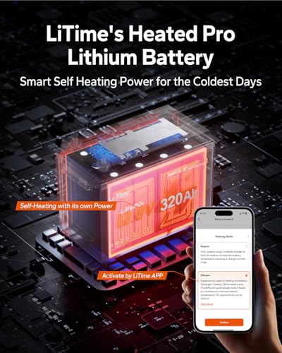 Litime 12V 320Ah Mini Self-Heating Lithium RV Battery, Max 15000 Deep Cycles LiFePO4 Battery, Bluetooth & 2 Heating Mode. - size: 320Ah Heated (Mini)