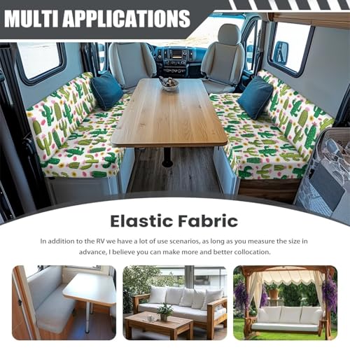 NDISTIN Cactus RV Dinette Cushion Covers 2 Sets Anti-Slip Rv Couch Covers for Sofa Bed Comfortable RV Bench Seat Covers for Dinette, Include 1 Bench Cover & 1 Backrest Cover - color: Cactus