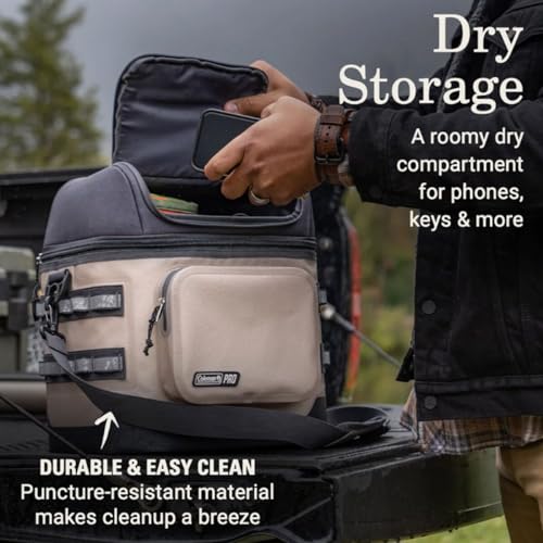 Coleman Pro 24-Can Premium Soft Cooler Lunchbox, Fully Insulated Lid & Body Stays Cold up to 35 Hours, Great for Camping, Tailgating, Parties, Sports, Concerts, Lunches & More - color: Mushroom, style: 24-Can
