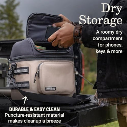 Coleman Pro 24-Can Premium Soft Cooler Lunchbox, Fully Insulated Lid & Body Stays Cold up to 35 Hours, Great for Camping, Tailgating, Parties, Sports, Concerts, Lunches & More - color: Mushroom, style: 24-Can