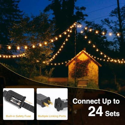 ZJOJO 50FT Outdoor String Lights, G40 Globe Outdoor Lights with 25 Shatterproof LED Bulbs 2700K,IP65 Waterproof Patio Light - size: 50FT-25