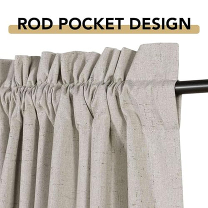 H.VERSAILTEX Linen Look 100% Blackout Curtains 45 Inches Long for Bedroom Full Light Blocking Rod Pocket 42 Inches Wide Linen Textured Thick Window Curtain Drapes with White Backing, Stone, 2 Panels - color: Stone, size: 42"W x 45"L (Pack of 2)