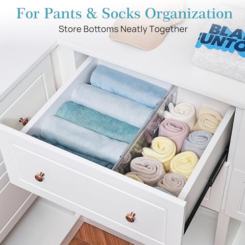 Vtopmart 4 Pack 6" Tall Upgrade Drawer Dividers for Big and Deep Drawer, 12.8"-22.3" Adjustable Expandable Dresser Drawer Organizer, Clear Plastic Separators for Dresser, Baby Supplies, Kitchenware - size: Tall-6" without Inserts