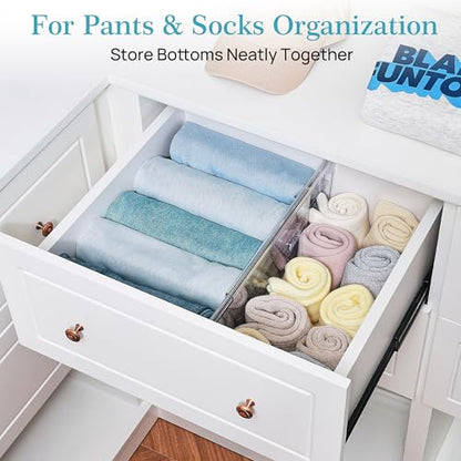 Vtopmart 4 Pack 6" Tall Upgrade Drawer Dividers for Big and Deep Drawer, 12.8"-22.3" Adjustable Expandable Dresser Drawer Organizer, Clear Plastic Separators for Dresser, Baby Supplies, Kitchenware - size: Tall-6" without Inserts
