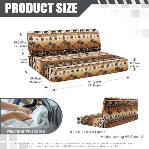 Ethnic RV Dinette Cushion Covers Stretch African Elephant Palm Tree RV Booth Seat Covers Camper Couch Covers for Sofa Bed Including 1 Backrest & 1 Bench Cover - color: African Elephant Palm Tree