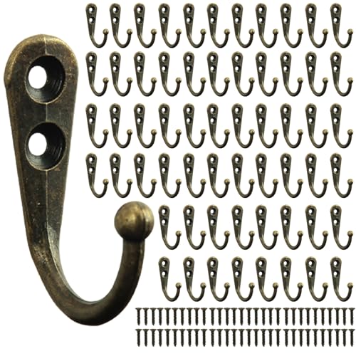 POZEAN 60 Pack Wall Hooks for Hanging, Heavy Duty Small Coat Hooks Wall Mounted for Living Room, Bathroom, Kitchen, Bedroom for Key, Cup, Bag, Hat, Scarf, and More (Bronze) - color: Bronze, size: 60PCS